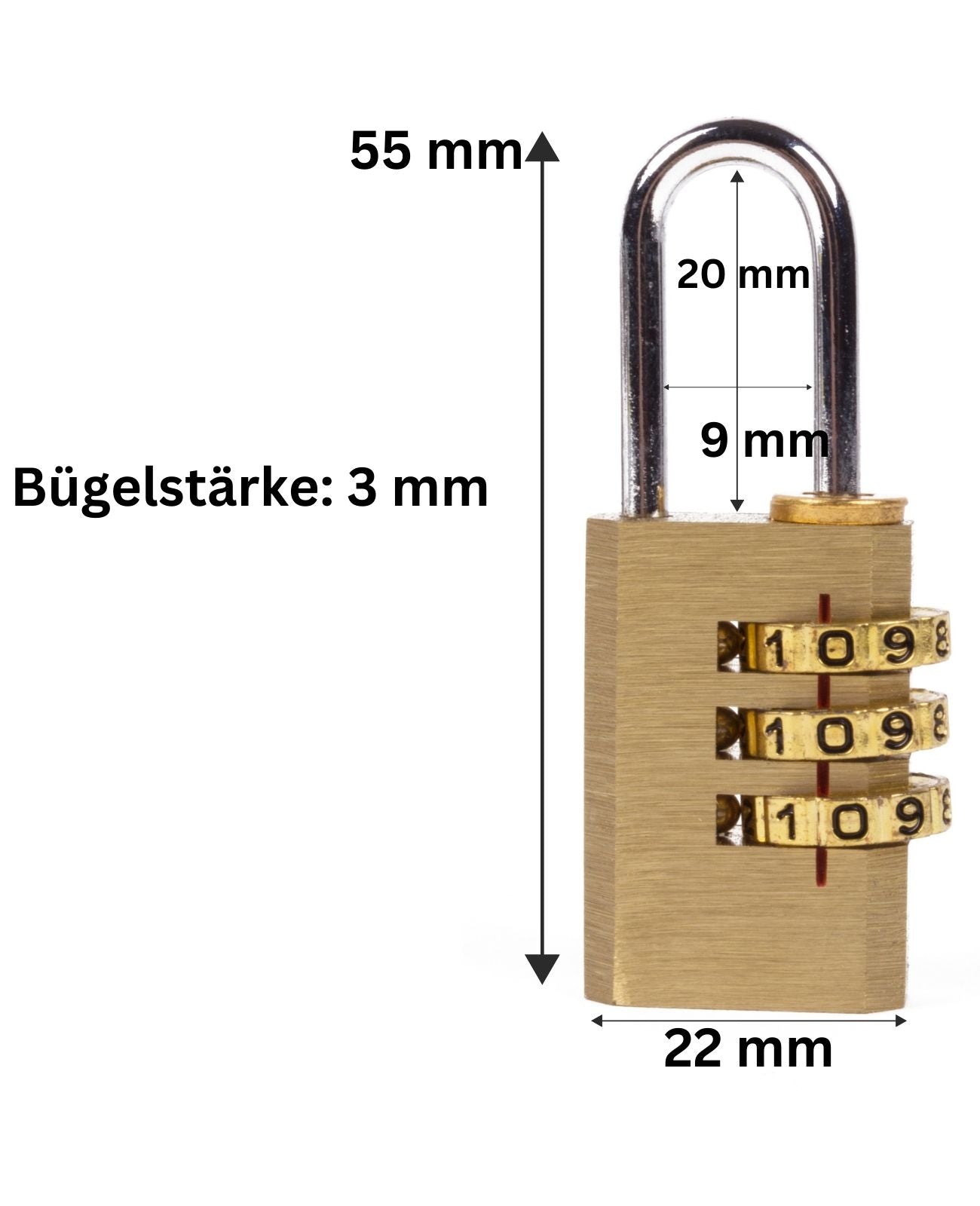 Zahlenschloss Vorhängeschloss Gepäckschloss aus Messing