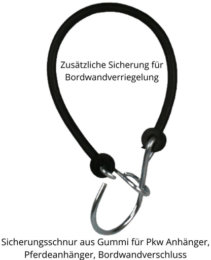 Sicherungsschnur Sicherungskette S-Haken Anhänger Bordwandverschluss Gummi