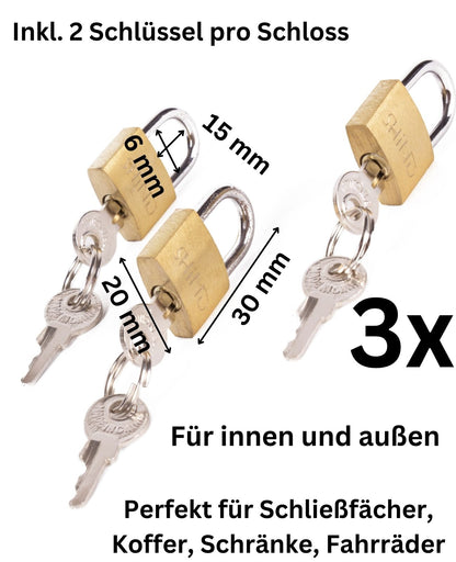 3x Vorhängeschloss Gepäckschloss Mini Hängeschloss Vorhangschloss Reiseschloss