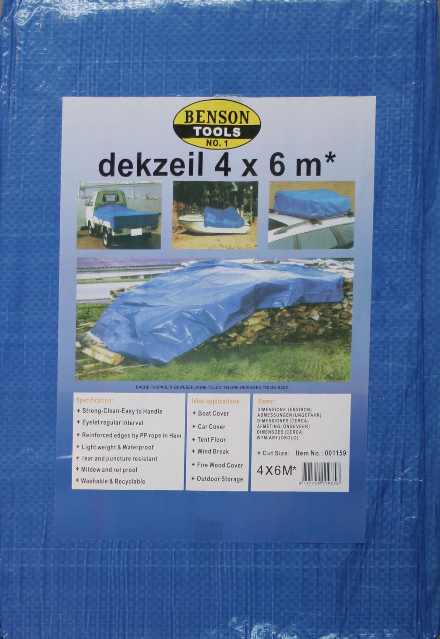Abdeckplane Gewebeplane Schutzplane Industrieplane Holz Plane Wasserfest 4 x 6 m