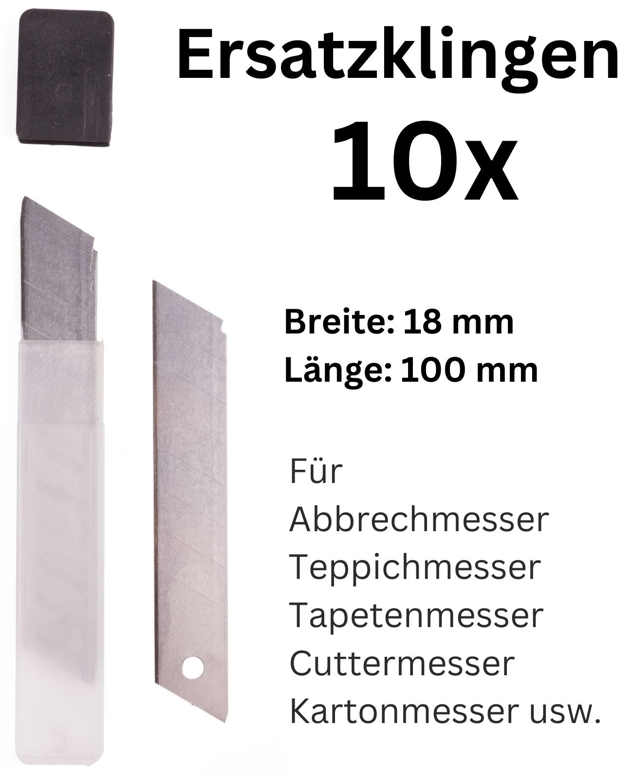18 mm 10x Abbrechklingen Teppichmesser Cuttermesser Abbrechmesser Ersatzklingen