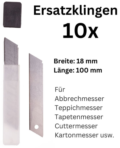 18 mm 10x Abbrechklingen Teppichmesser Cuttermesser Abbrechmesser Ersatzklingen
