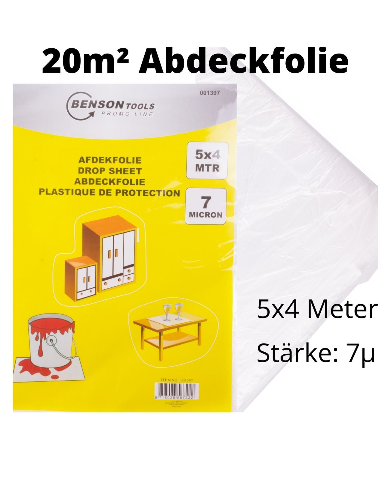 20m² Malerplane Abdeckfolie Malerfolie Schutzfolie Abdeckplane Plane Schutzplane