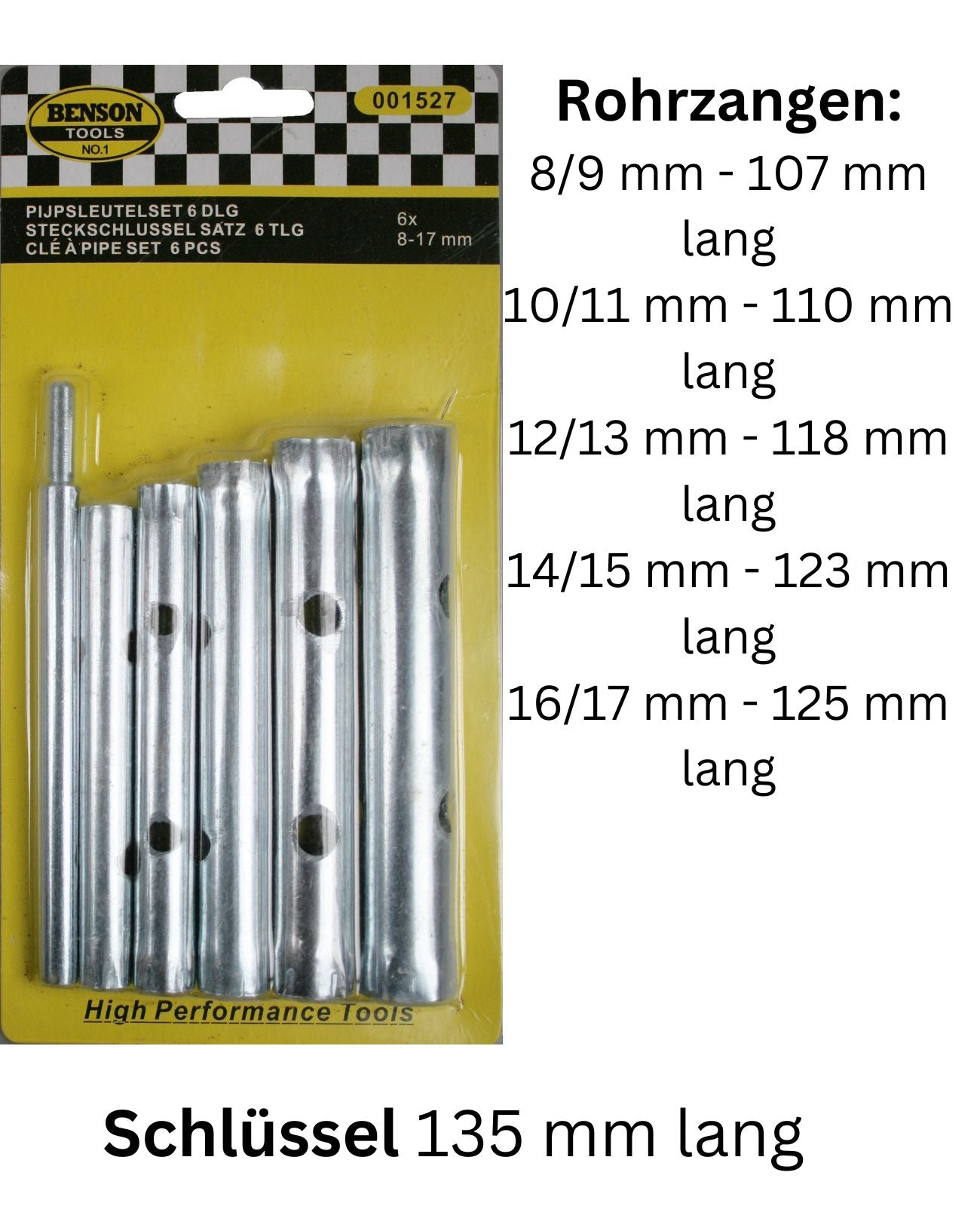 Steckschlüssel 8-17 mm Rohrsteckschlüssel Schraubenschlüssel Sechskant Schlüssel