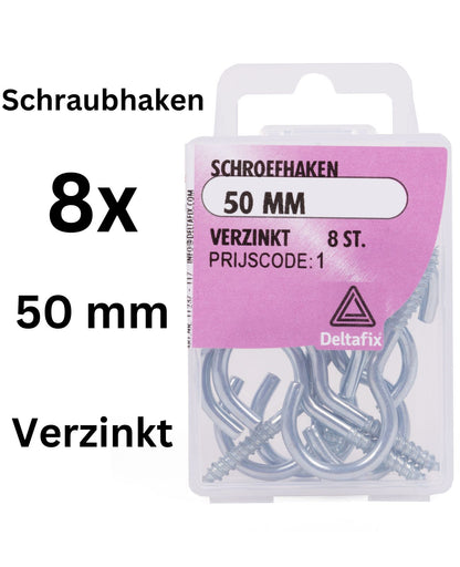 Schraubhaken Ringschrauben Wäscheleine Halbrund gebogen 50 mm verzinkt 8 Haken