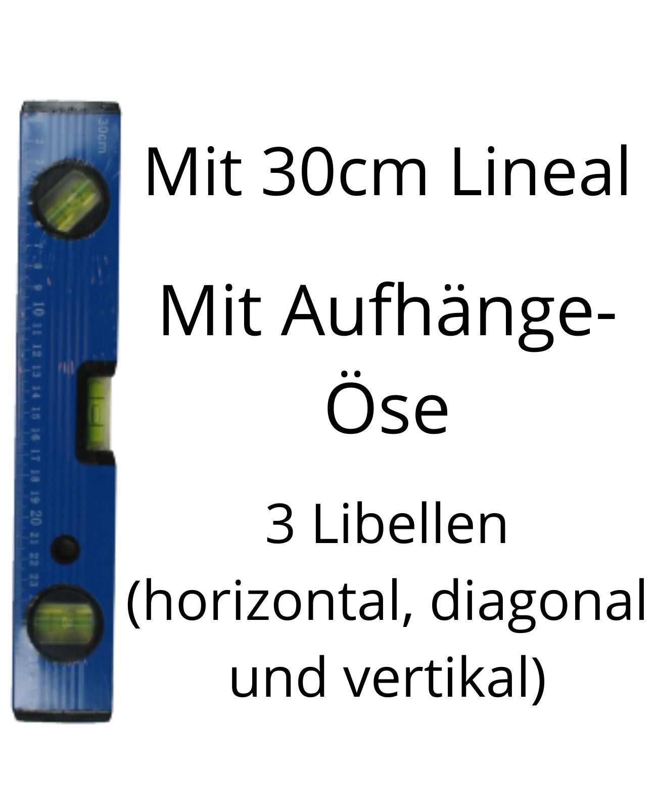 Wasserwaage Messwerkzeug Messtechnik Präzisionswaage 30 cm Lineal 3 Libellen