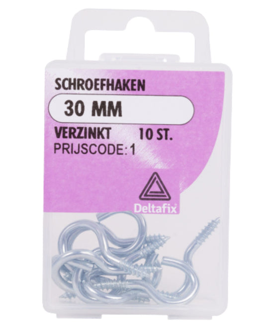 10 Schraubhaken Ringschrauben Wäscheleine Haken gebogen 30 mm verzinkt