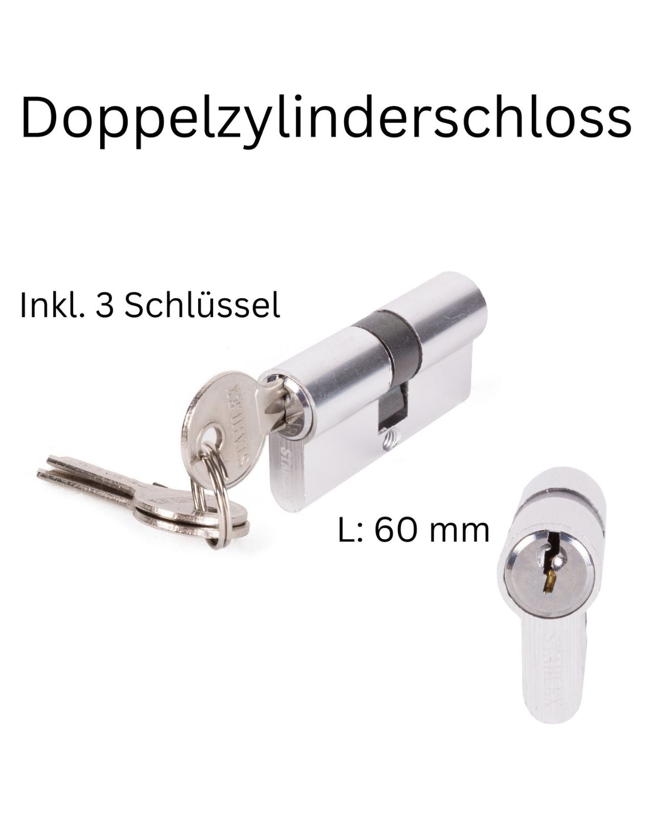 Schließzylinder Doppelzylinder Zylinderschloss Einbau Schloss 60mm