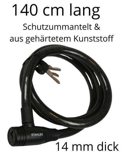 Fahrradschloss Kabelschloss Schloss Motorradschloss Stahlseilschloss 140 cm