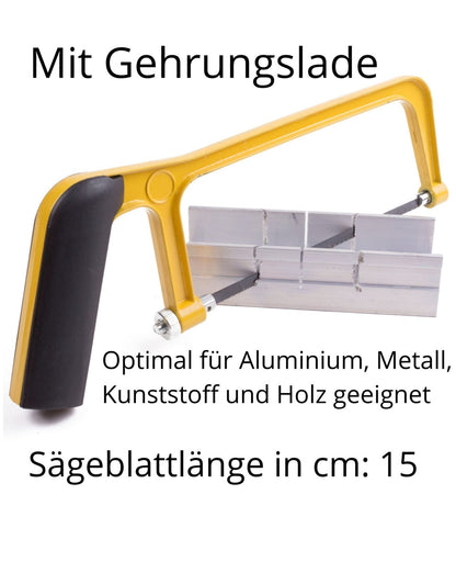 Eisensäge Metallsäge Bügelsäge mit Gehrungslade Sägeblatt Handsäge 150 mm