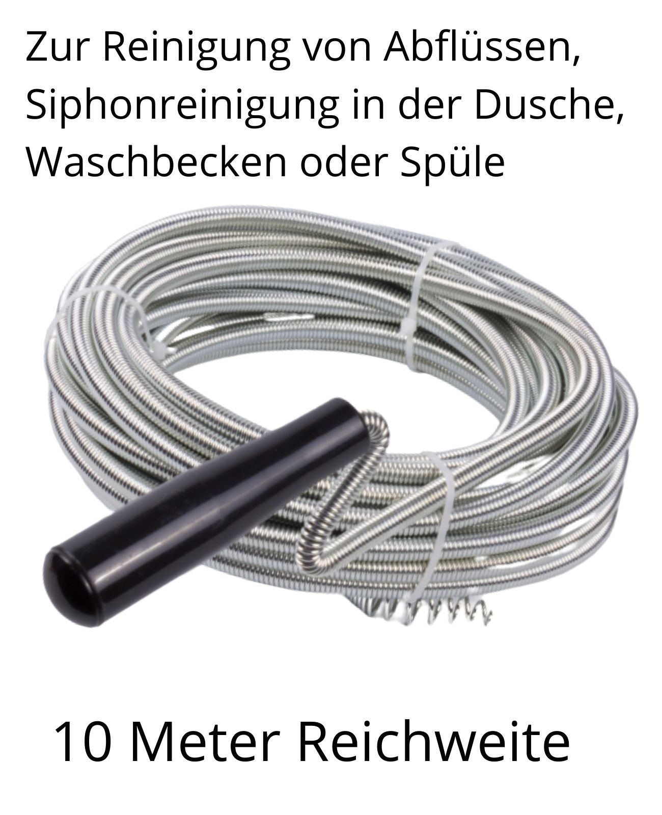 Rohrreinigungs Abfluss Spirale Gerät Welle Reiniger Schieber Draht 10 m lang