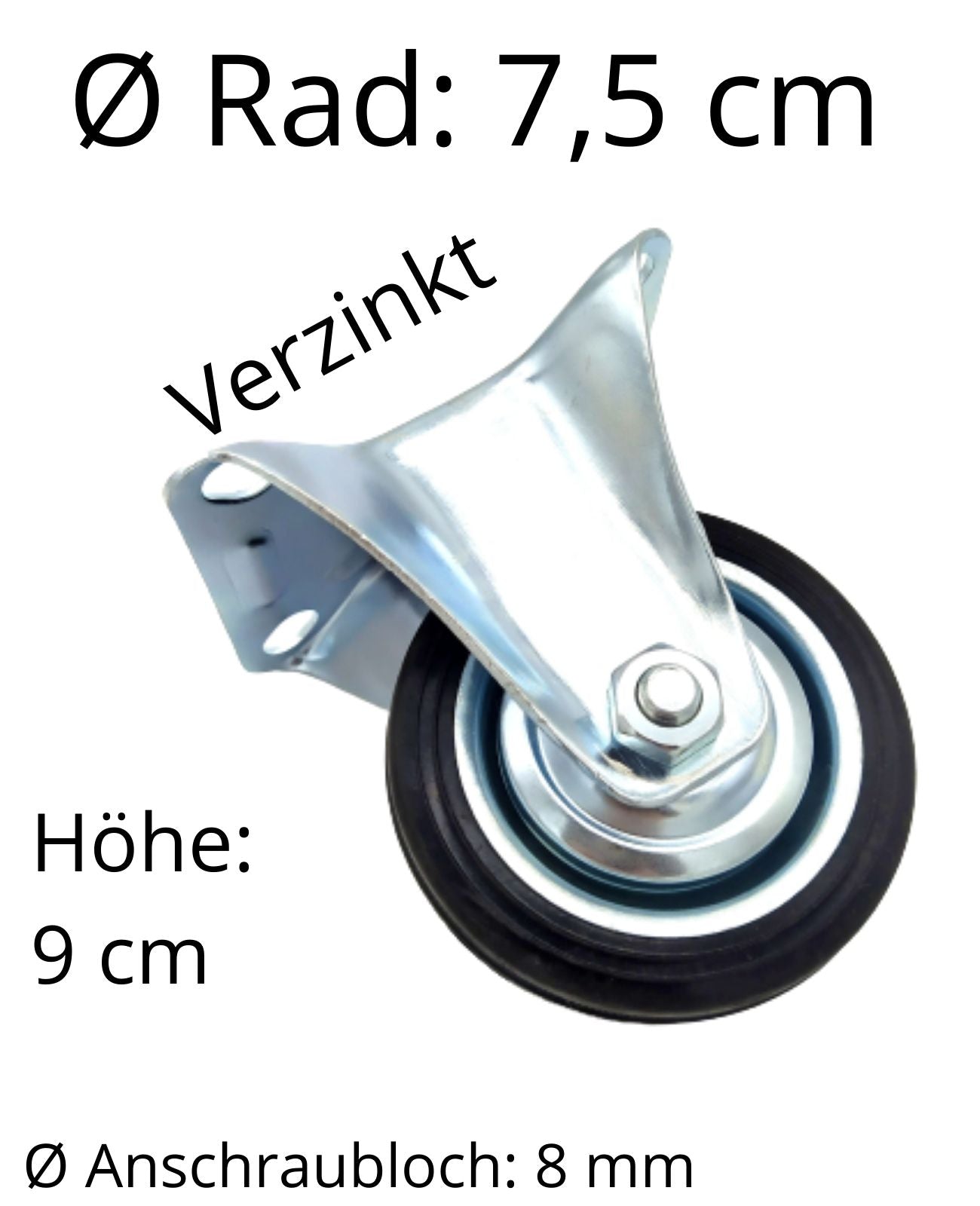 Bockrolle Transportrolle Möbelrolle Lenkrolle Rolle Schwerlast Ø 75 MM bis 50kg