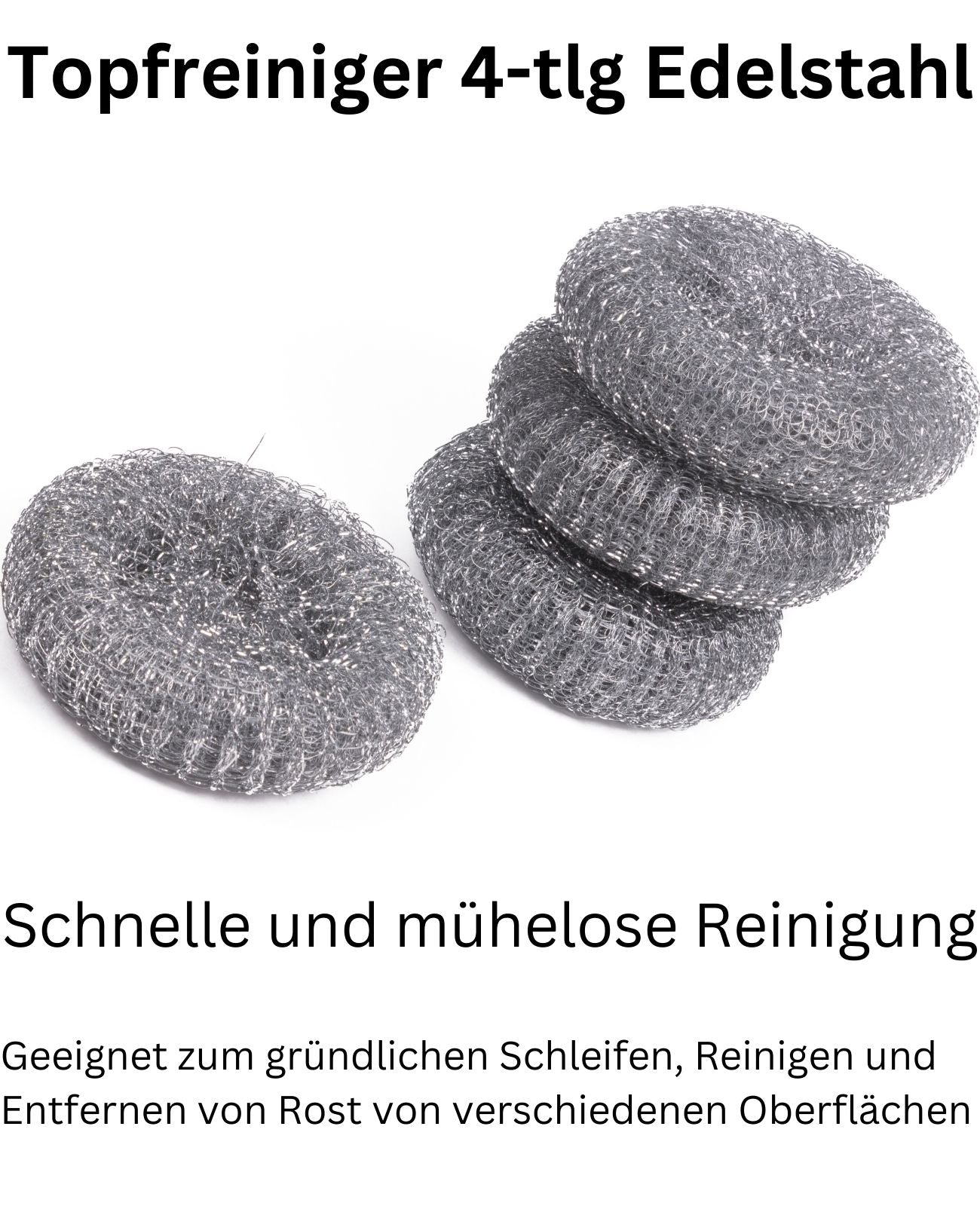 Topfkratzer Topfreiniger Stahlschwamm Reiniger Edelstahl Scheuerschwamm 4-tlg