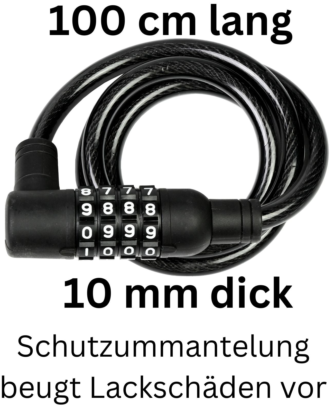10X1000 mm Fahrradschloss Kabelschloss Kabel Zahlenschloss Kombinationsschloss