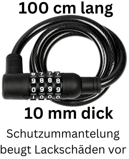 10X1000 mm Fahrradschloss Kabelschloss Kabel Zahlenschloss Kombinationsschloss