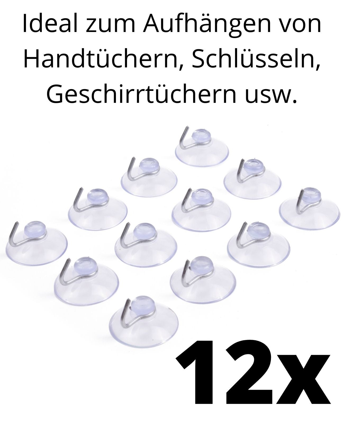 12x Saugnäpfe Handtuchhalter Aufhänger Wäsche Metallhaken Fenster stark saugend