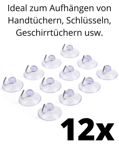 12x Saugnäpfe Handtuchhalter Aufhänger Wäsche Metallhaken Fenster stark saugend