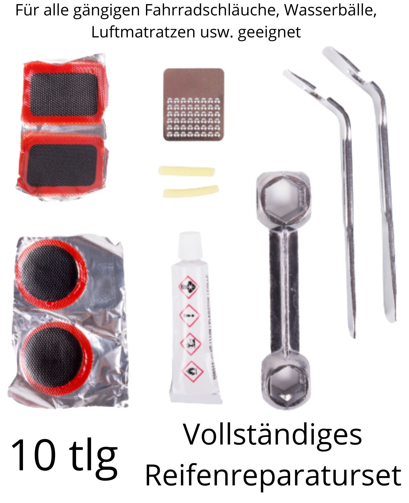 Fahrrad Reparaturset Fahrradflickzeug Reifen Pannenset Flicken 10teilig Werkzeug