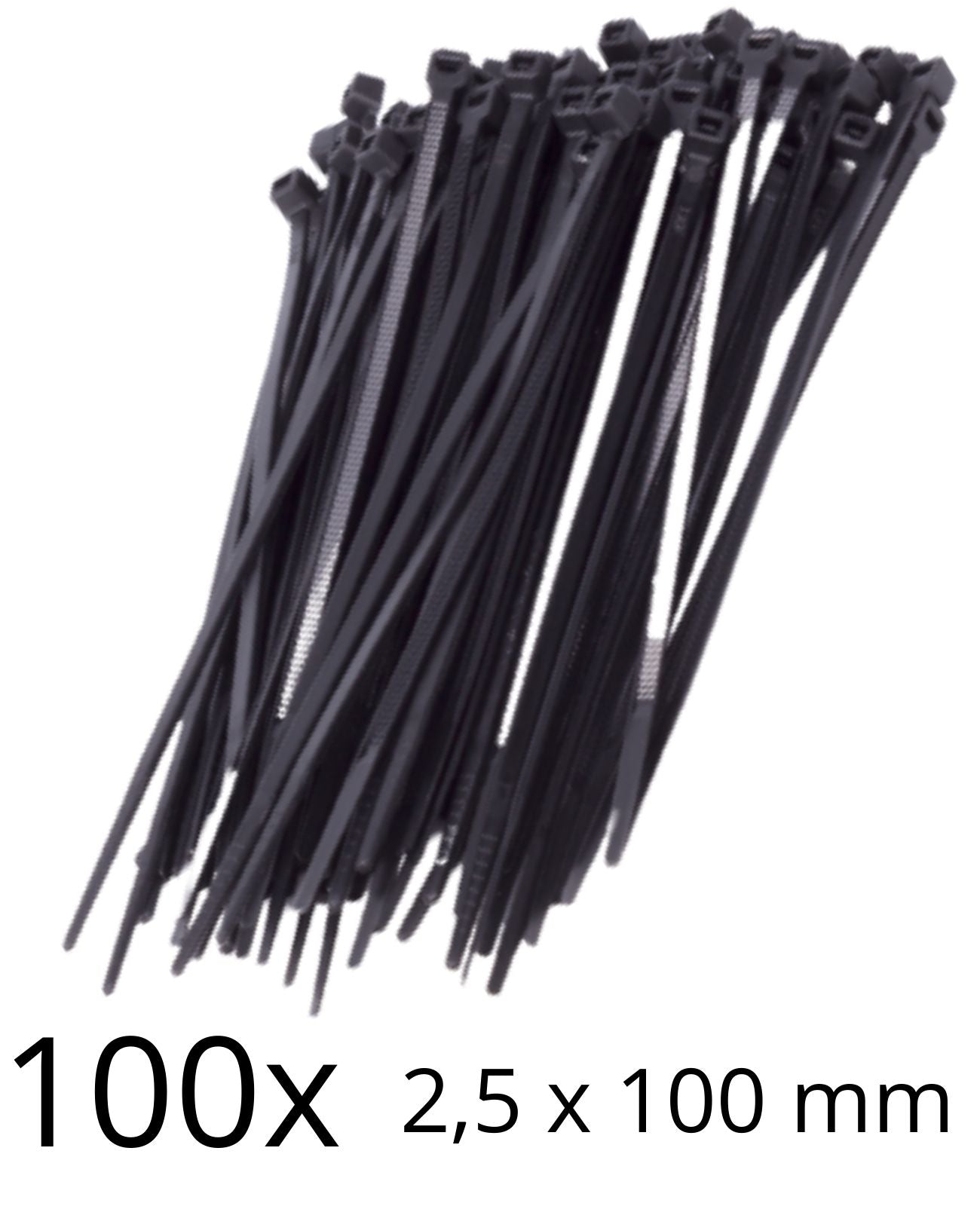 Kabelbinder 100 Stück UV beständig Profi Kabel fest Binder Schwarz 2.5 x 100 mm