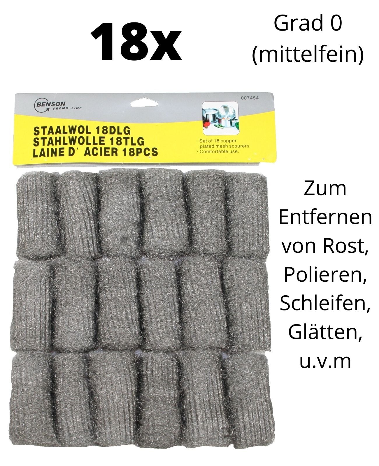 Stahlwolle Schleifwolle Metallwolle Grad 0 mittelfein Polierwolle zum reinigen