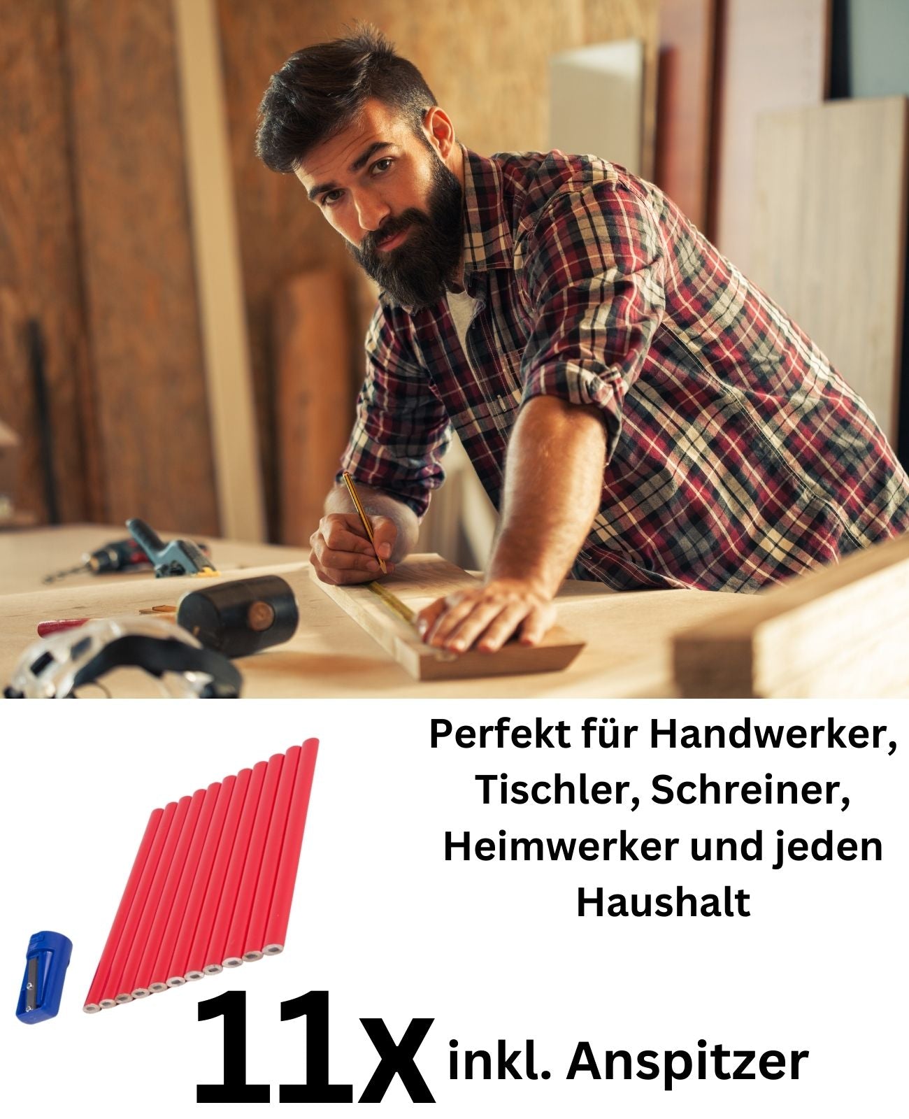 Zimmermannsbleistift Zimmermann Bleistift Anspitzer Spitzmaschine 12 tlg Set