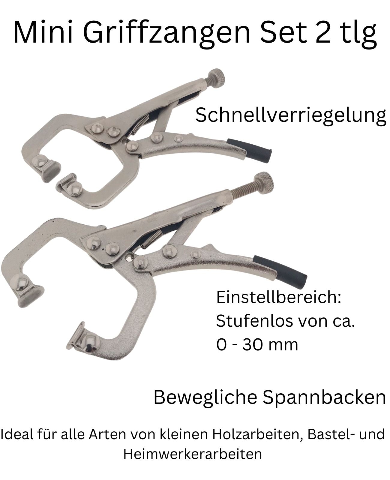 Griffzange Gripzange Feststellzange Set Mini stufenlos C Form Schweißerzange 2x