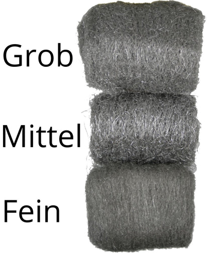 Stahlwolle Schleifwolle Polierwolle Metallwolle Wollpads Set grob mittel fein