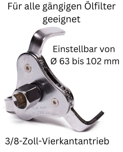 Ölfilterspinne Ölfilterschlüssel Ölfilterkralle 3 armig 63 bis 102 mm Werkzeug