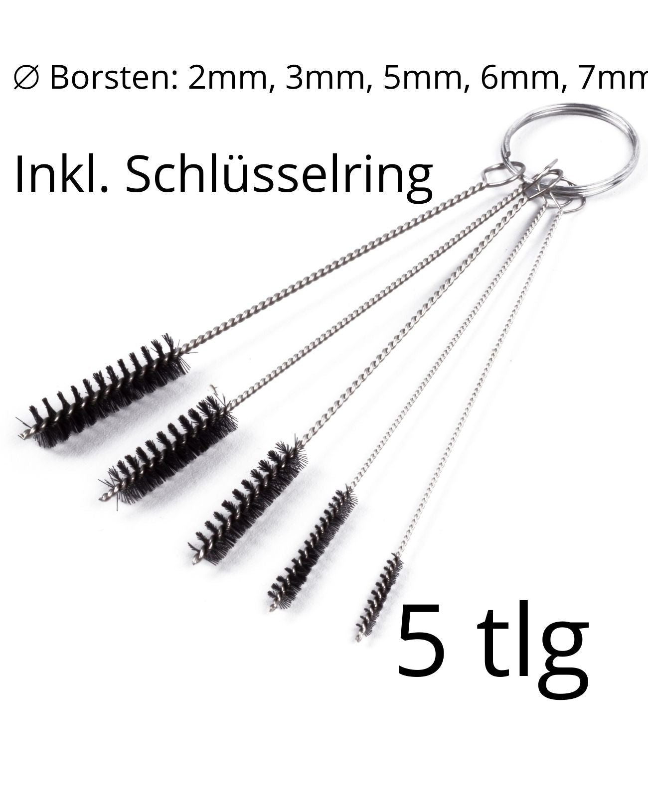 Pfeifenreiniger Düsenbürst Rohrbürste Rohrreiniger Rundbürste 2-7mm Nylon 5 tlg