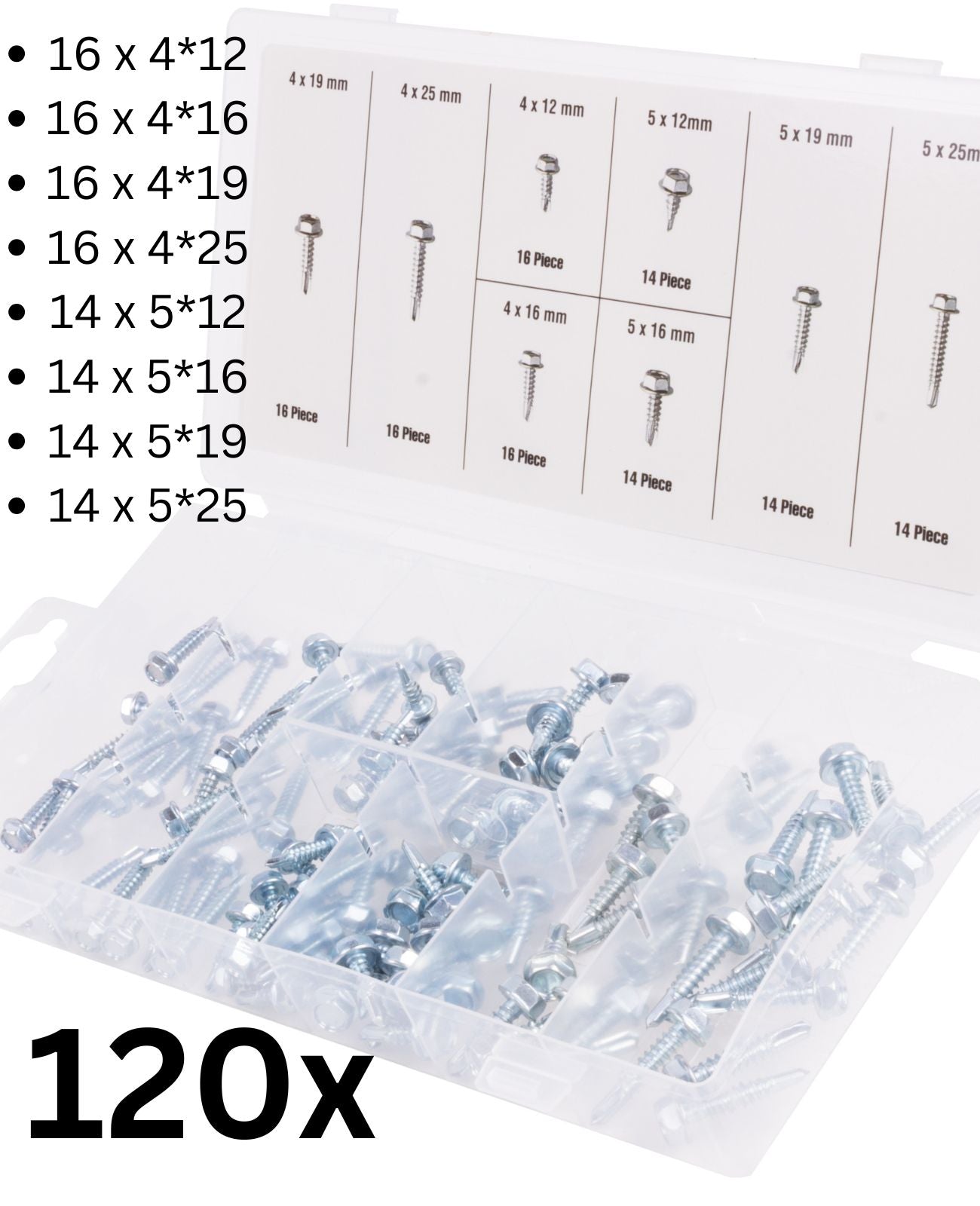 Blechschrauben Bohrschrauben Sechskantkopf Schrauben Satz 120St