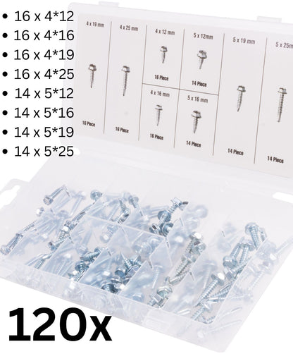 Blechschrauben Bohrschrauben Sechskantkopf Schrauben Satz 120St