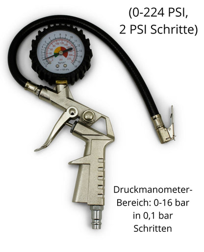Reifendruckpistole Druckluftpistole Luftdruckprüfer Reifen Manometer  0-16 bar