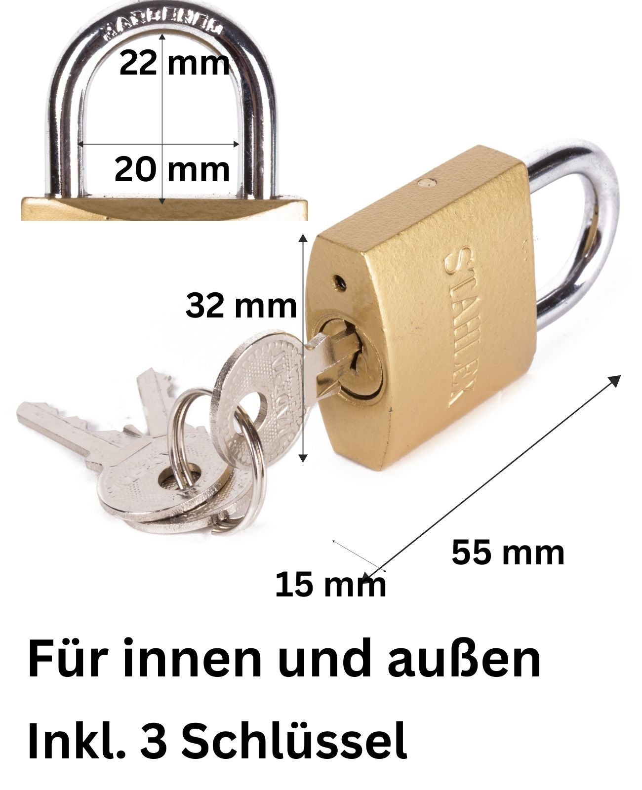 Vorhängeschloss Kofferschloss Gepäckschloss Bügelschloss Messing
