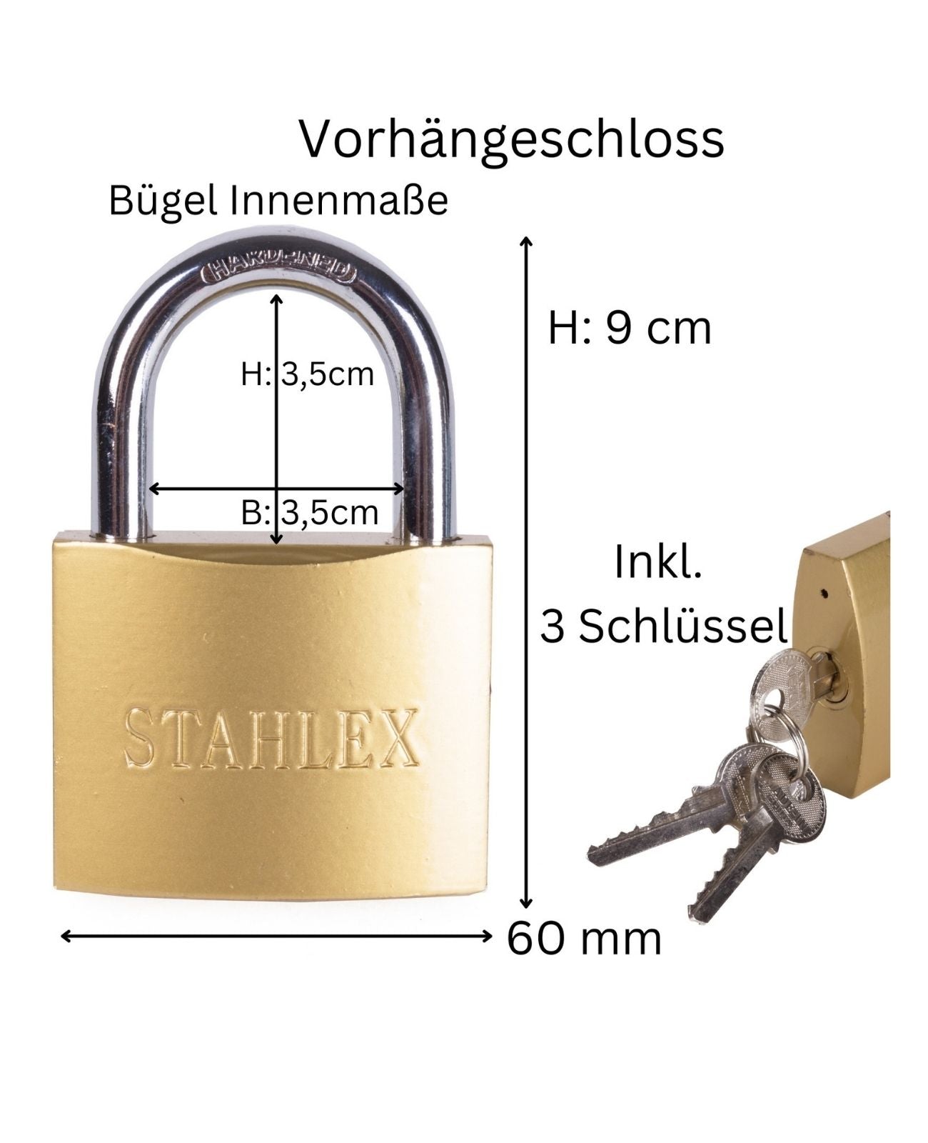 Massives Vorhängeschloss Bügelschloss Hangschloss rostfrei Bügelschloss 60 mm
