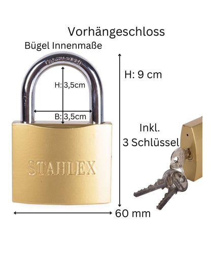 Massives Vorhängeschloss Bügelschloss Hangschloss rostfrei Bügelschloss 60 mm