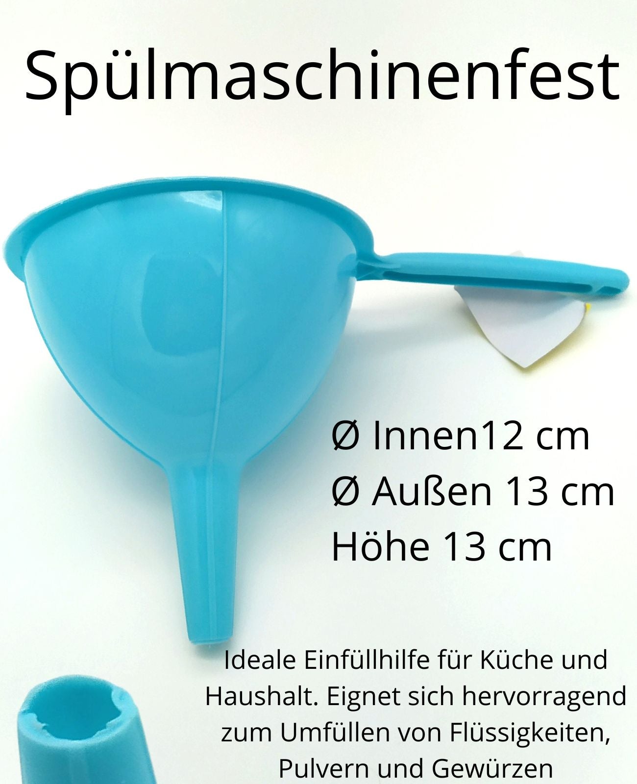Küchen Trichter Einfüll mit Griff ⌀13cm H 14cm Allzweck Universal Hilfe blau