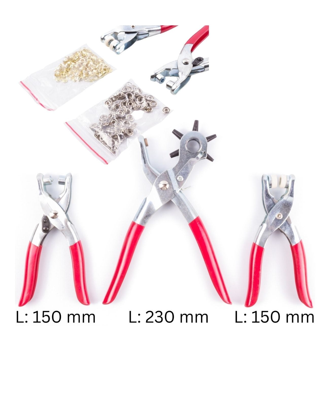 Lochzange Druckknopfzange Ösenzange 3 tlg. Loch und Nieten Zangen Set