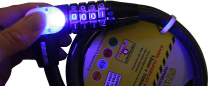 Fahrradschloss Kabelschloss Zahlenschloß Kombinationschloss mit LED 12 X 1000 mm