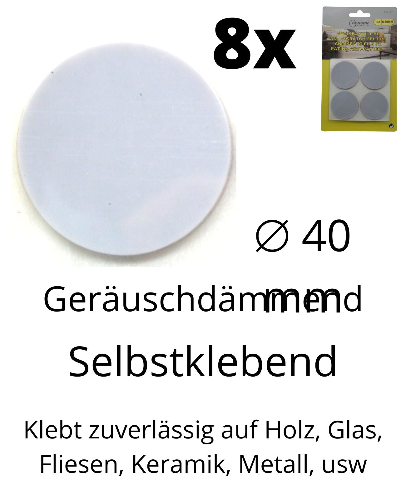 Filzgleiter Stuhlfilz Filz Möbel Boden Gleiter selbstklebend +geräuschdämmend 8x