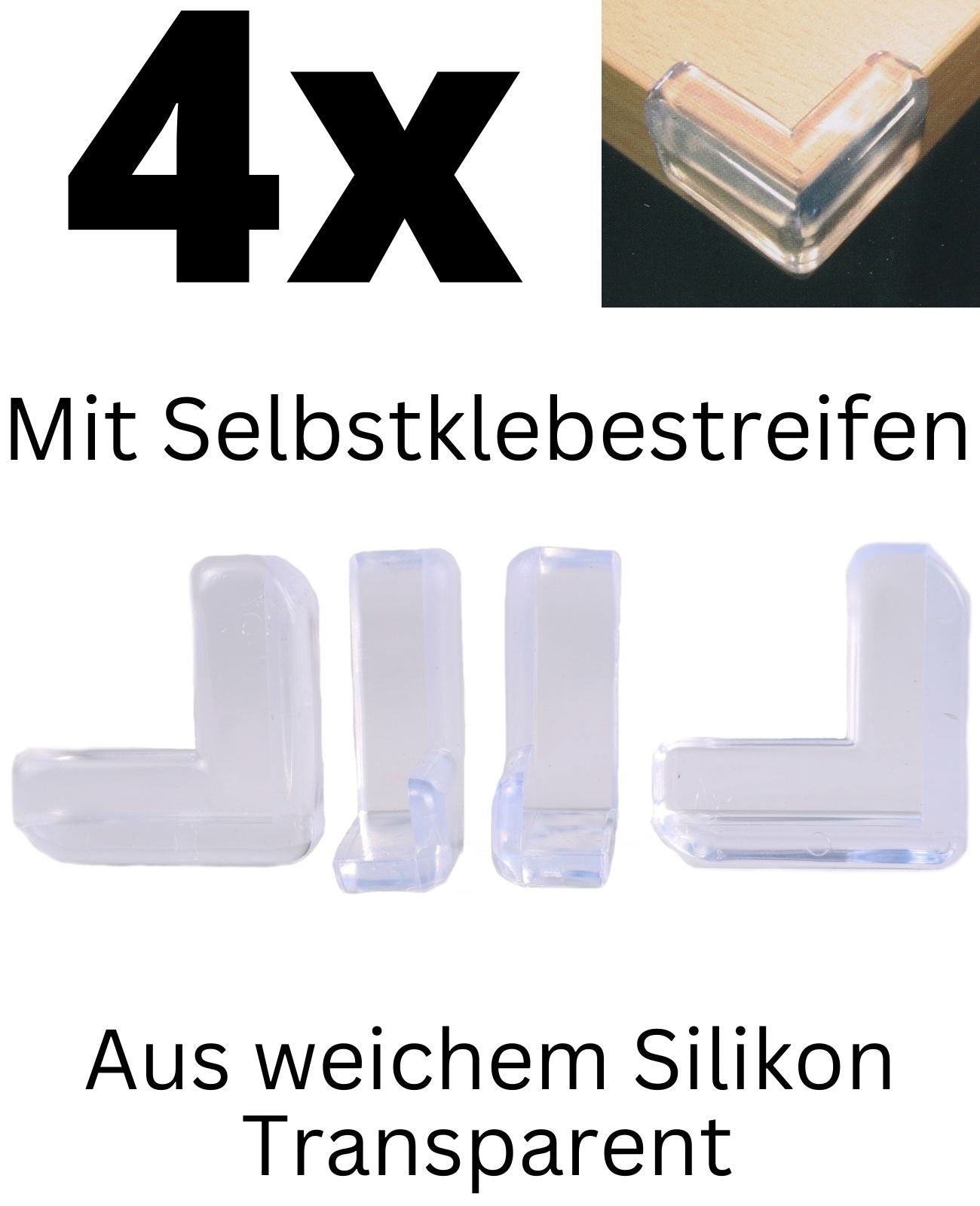 4x Eckschutz Kantenschutz Stoßschutz Kindersicherung Silikon Tischkantenschutz