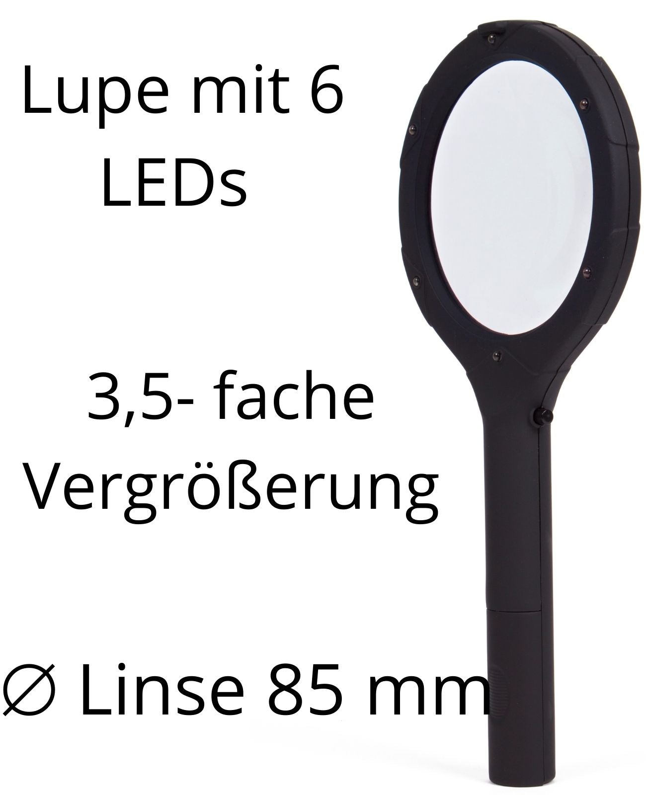 Lupe Leselupe mit 6 LED Vergrößerungsglas Taschenlupe mit Licht 3,5-fache Vergr.