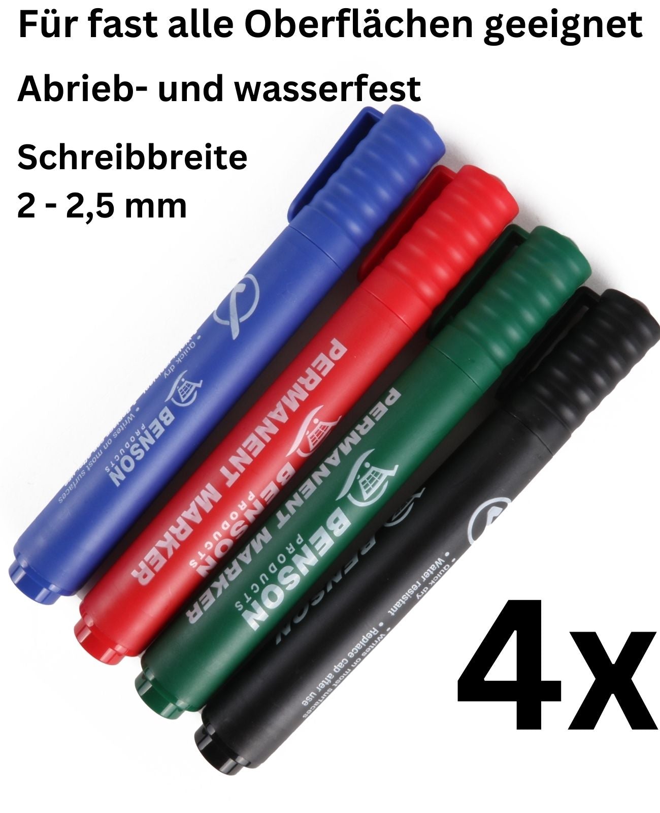 Permanent Marker Marker bunt Wasserfest Rundspitze Filzstifte Stift 4 Stück