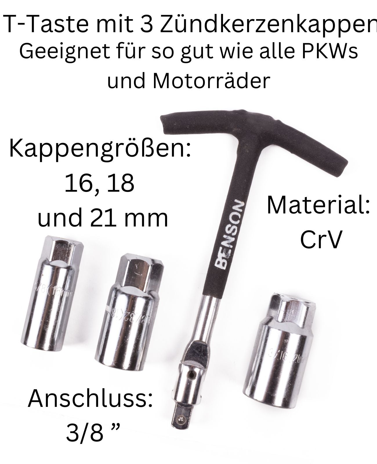 Zündkerzenschlüssel Zündkerze Steck Nuss Schlüssel 16mm 18mm 21 mm Satz