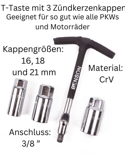 Zündkerzenschlüssel Zündkerze Steck Nuss Schlüssel 16mm 18mm 21 mm Satz