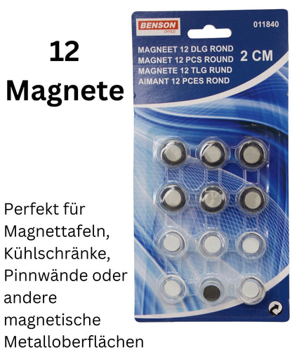 Pinnwandmagnete Magnet Haftmagnet für Kühlschrank Magnettafel Whiteboard 12x