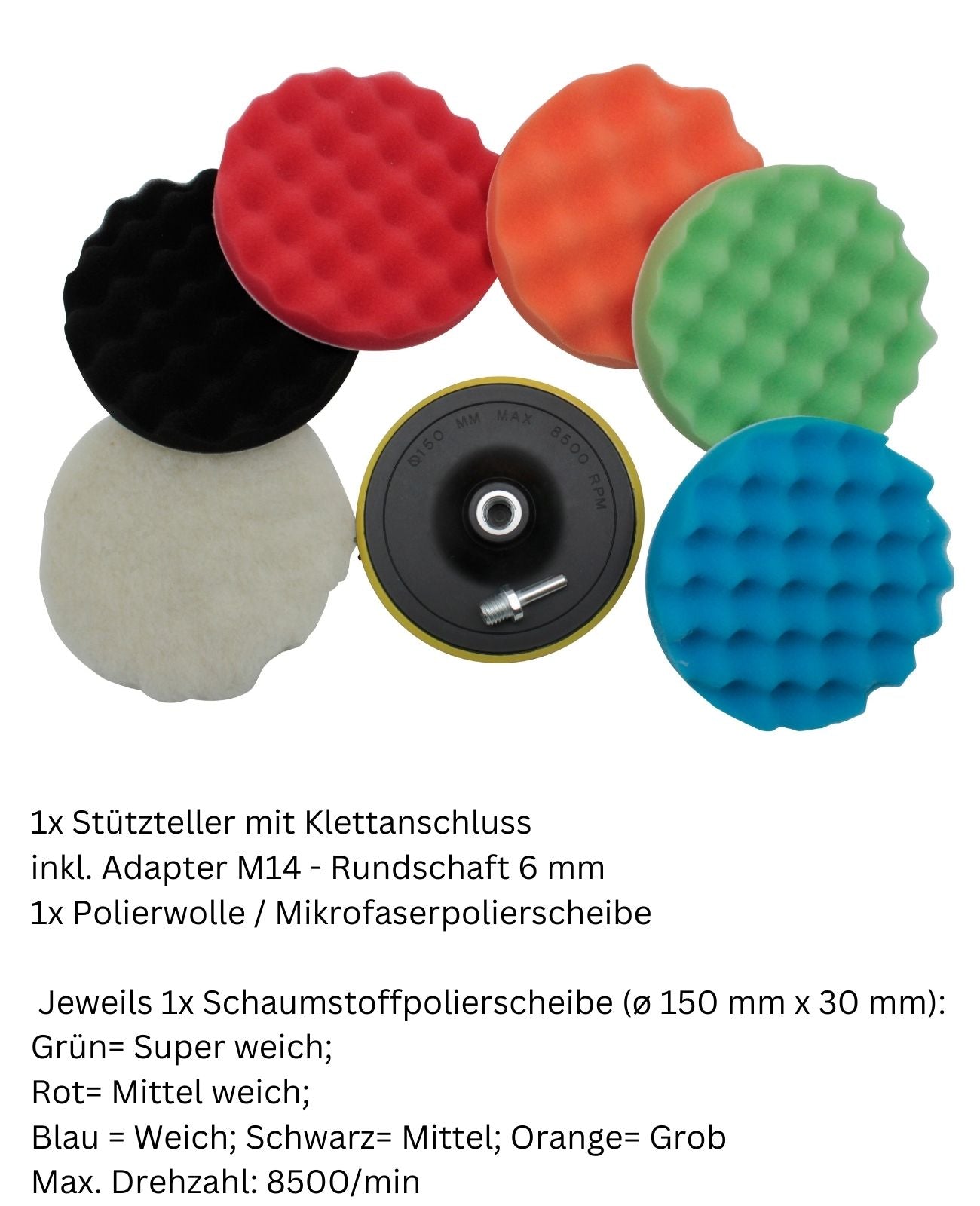 Polierscheibe Polierteller Polierschwamm Polierpad mit Klettverschluss  Ø150 mm