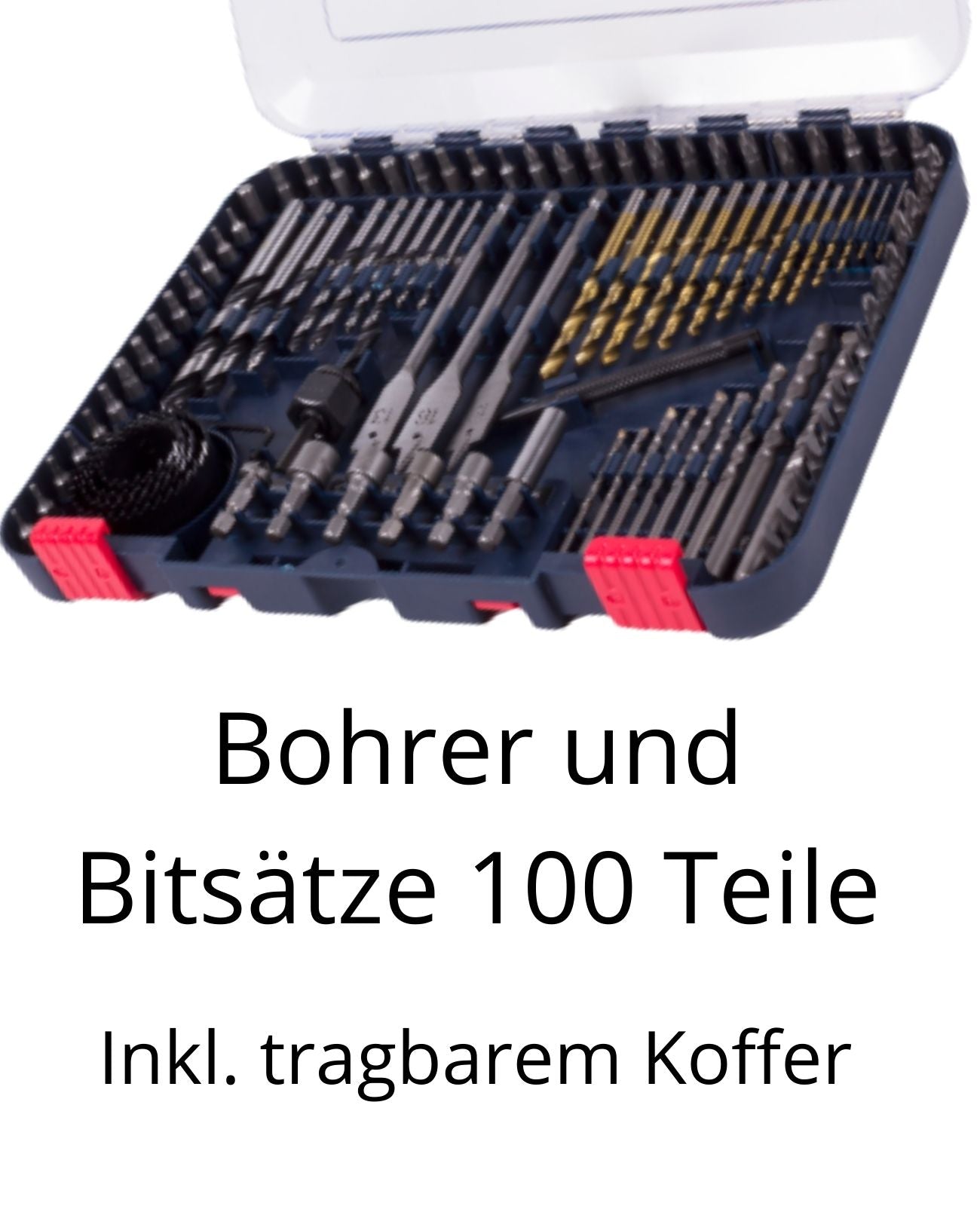 Bohrer Bitsatz 100 tlg mit Koffer Bohrersatz Bits Titan Bohrerset Werkzeug