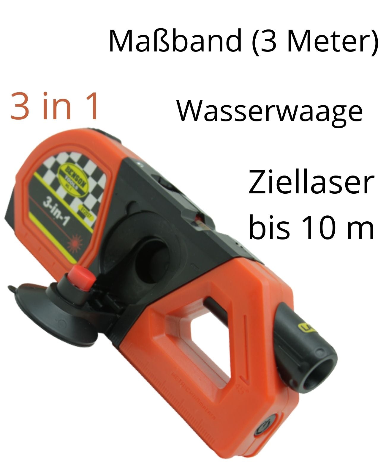 Maßband mit Laser 3-in-1 Wasserwaage Rollmaßband Bandmaß Zollstock Präzision