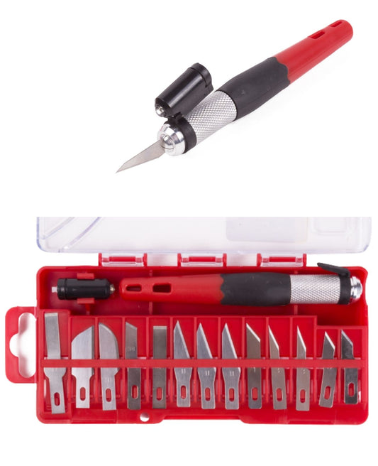 Präzisionsmesser Hobbymesser Modellbau Bastel Schnitz Messer 15tlg + Beleuchtung