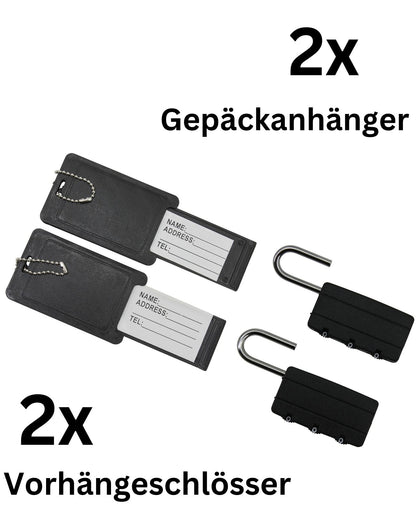 Gepäckanhänger Reiseschloss Set 4tlg Gepäckschloss + Kofferschild